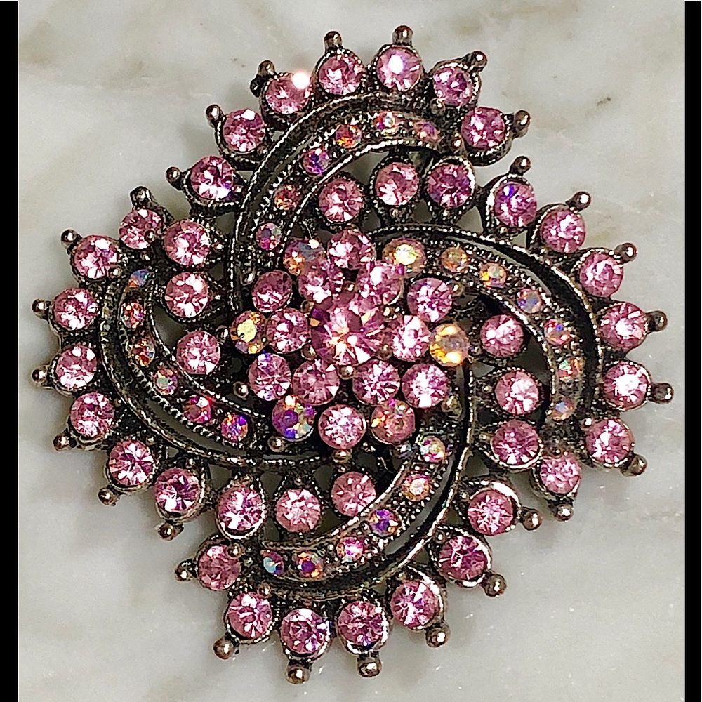 Pink Cluster Flower Pendant or Brooch
